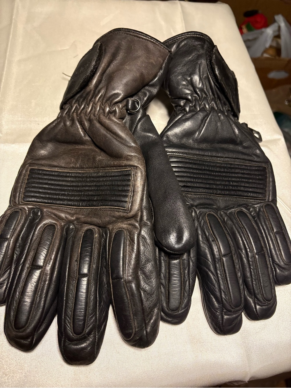 Redline Leather Motorcycle Gloves Black XL Kevlar  Pad Biker Riding Mint Interio